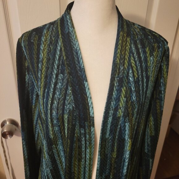 Susan Graver Regular Printed Novelty Knit Duster Cardigan ONLY - M A366174 - Picture 2 of 8